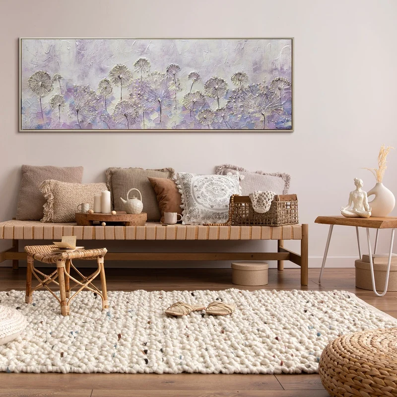 Gemälde abstrakt blumen "Frühlingsanfang" 150x50