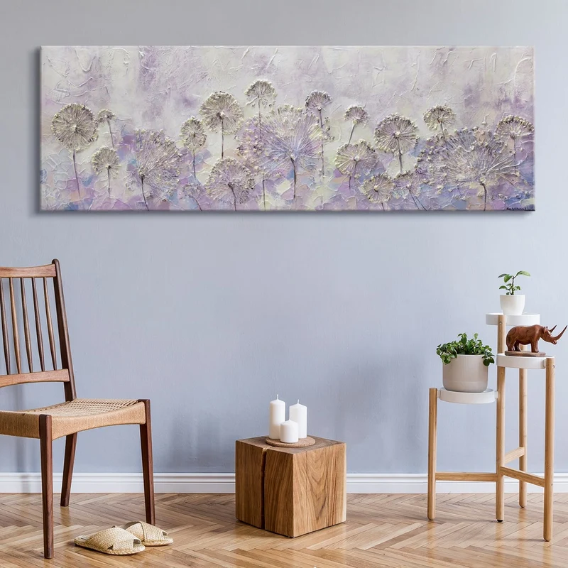 Gemälde abstrakt blumen "Frühlingsanfang" 150x50