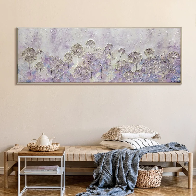 Gemälde abstrakt blumen "Frühlingsanfang" 150x50