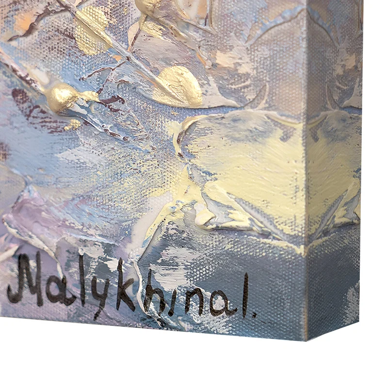 Gemälde abstrakt blumen "Frühlingsanfang" 150x50