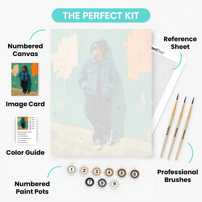 Denim Jacket Wall Lean - Paint by Numbers Kit