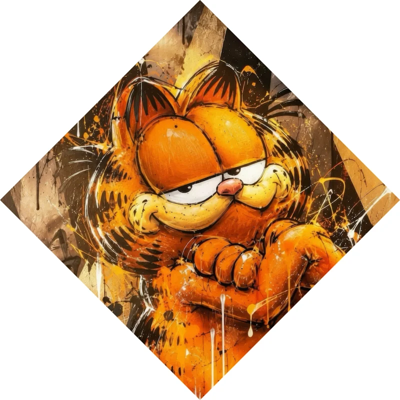 Poster Modern Art Cartoon Katze im Street Art Stil Raute