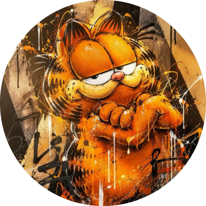 Aluminiumbild Modern Art Cartoon Katze im Street Art Stil Kreis