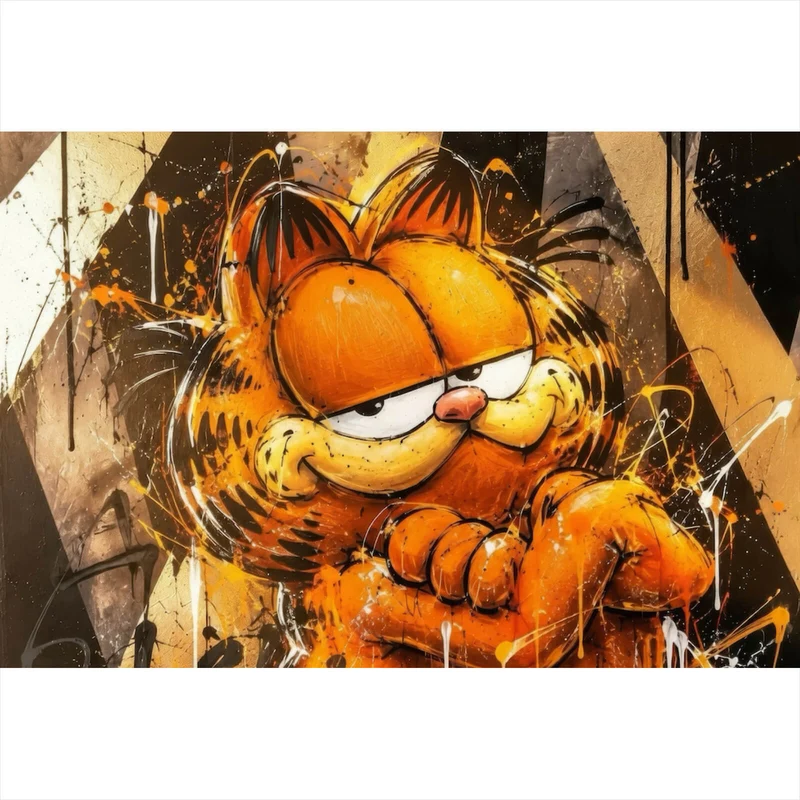 Aluminiumbild Modern Art Cartoon Katze im Street Art Stil Querformat