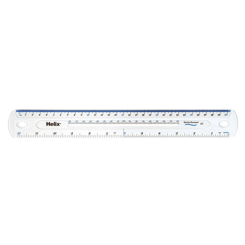 Helix 30cm Metric-Imperial Premium Ruler Shatter Resistant