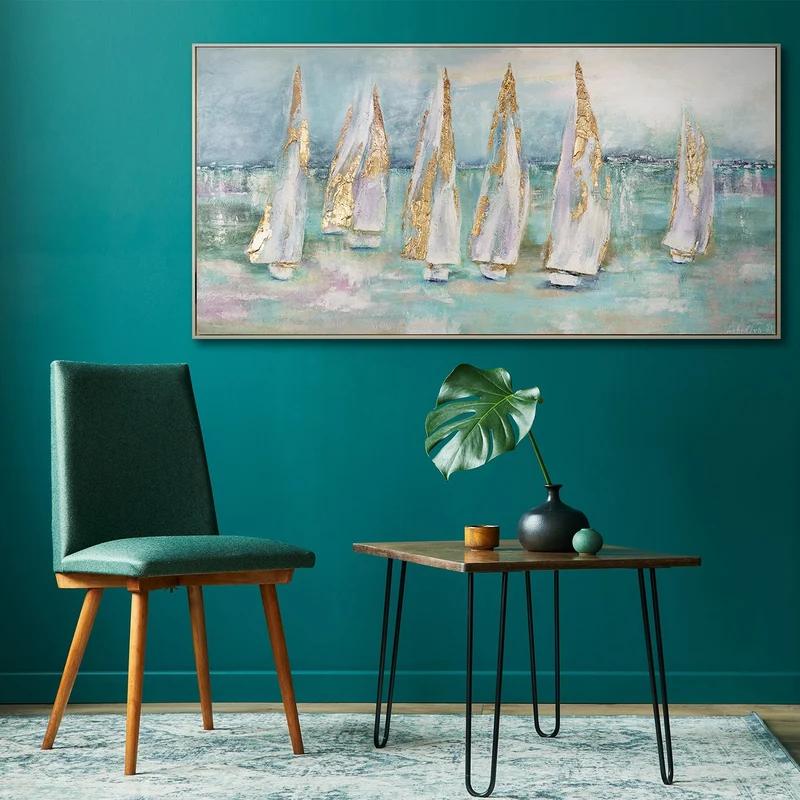 Handgemalte acrylgemälde meereslandschaft abstrakt "Segelboote"