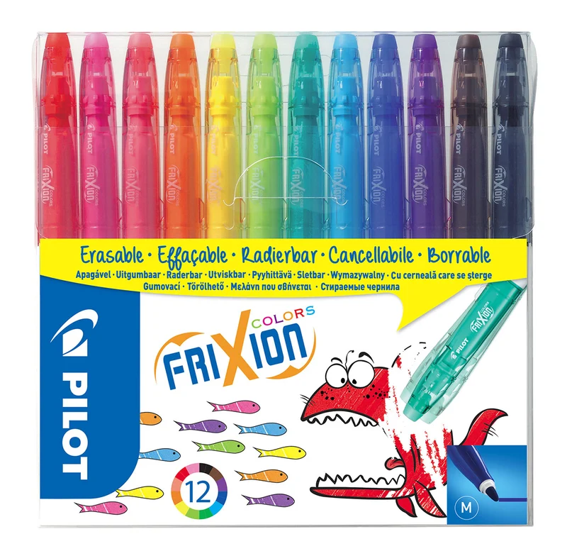 Pilot - FriXion - Erasable Colouring Felt Tipped Marker Pens - Medium Tip 12 Pack