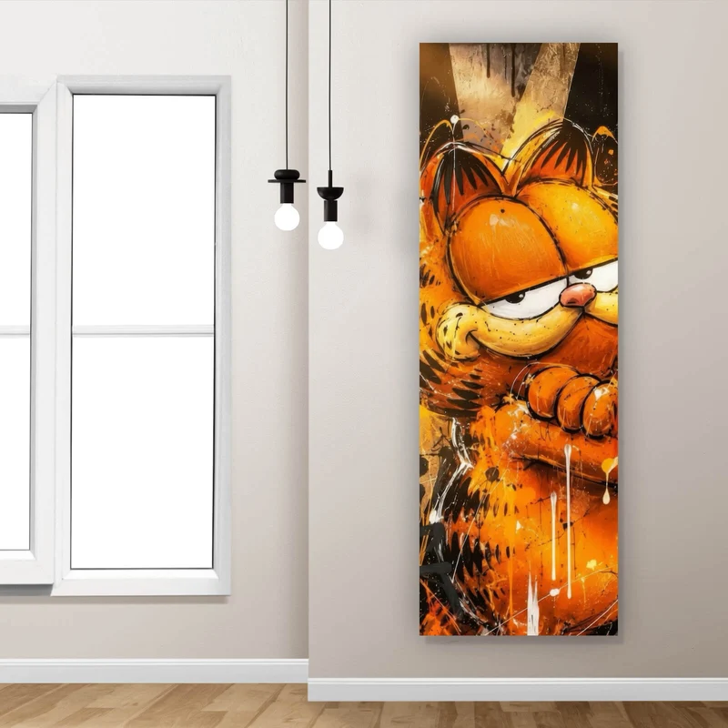 Poster Modern Art Cartoon Katze im Street Art Stil Panorama Hoch