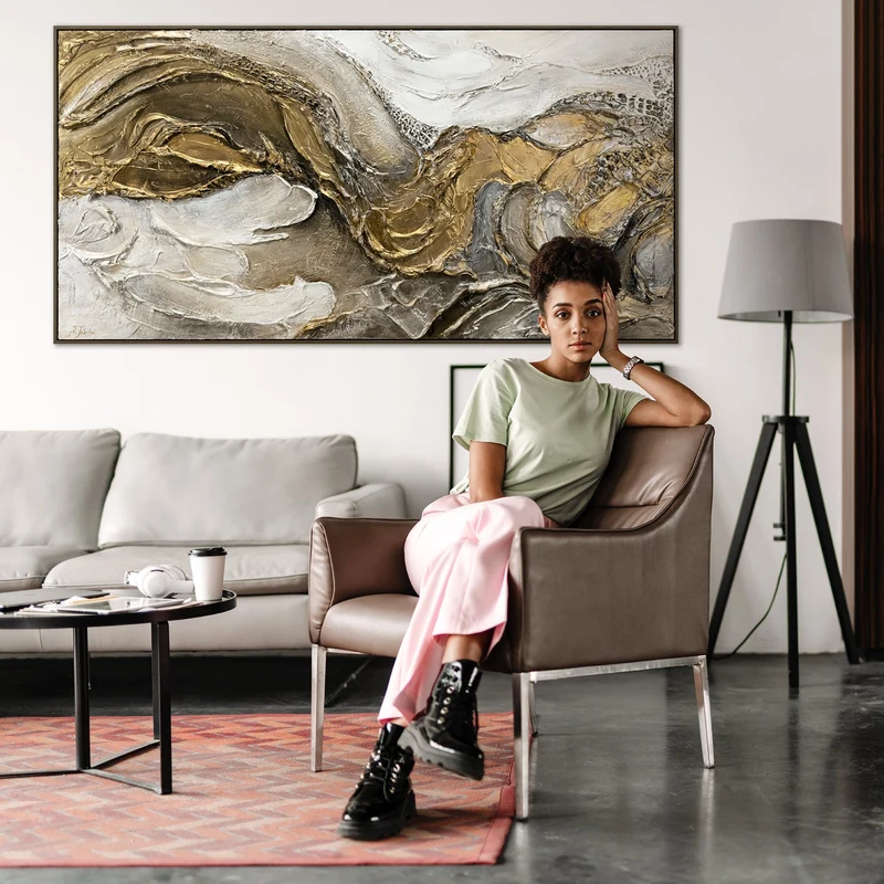 Struktur bilder mit rahmen "Unendlichkeit" 140x70cm