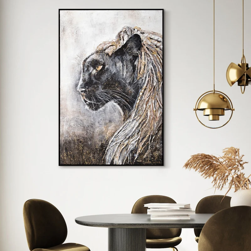 Moderne tiere gerahmte bilder "Baghira" 120x80cm