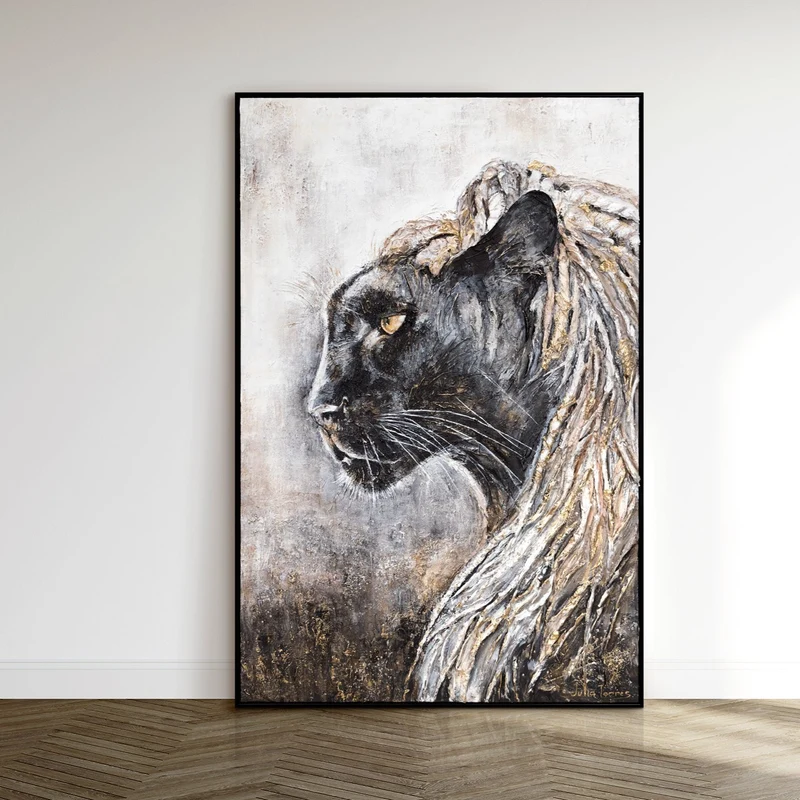 Moderne tiere gerahmte bilder "Baghira" 120x80cm