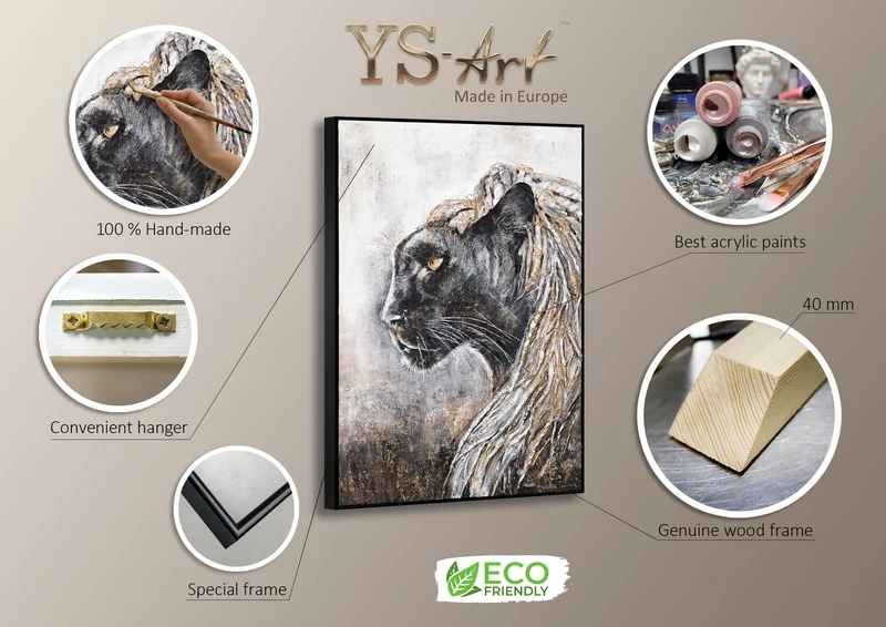 Moderne tiere gerahmte bilder "Baghira" 120x80cm