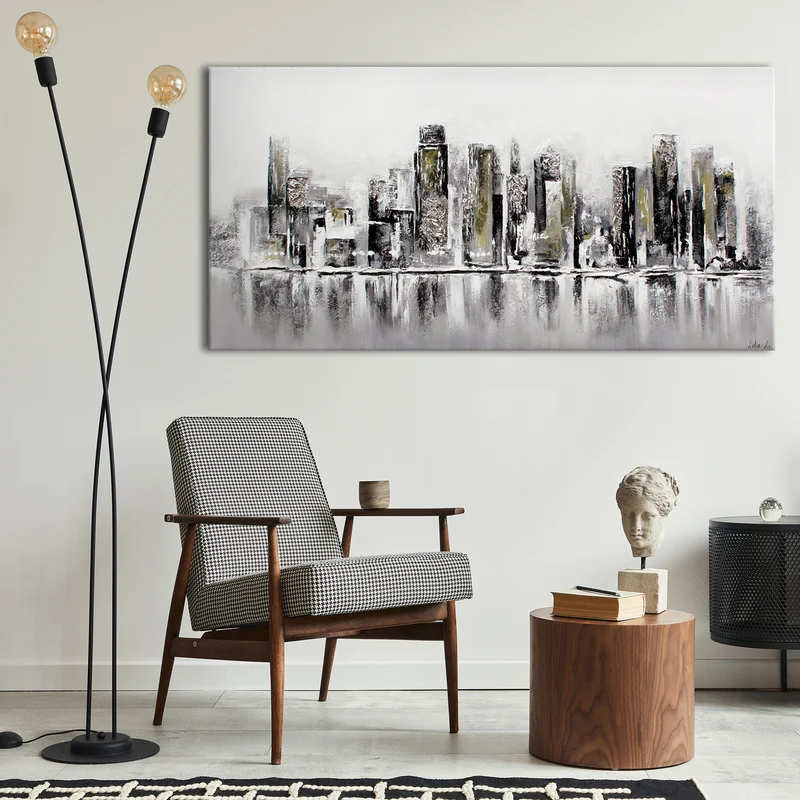 Handgemalte acrylbilder auf leinwand "Megapolis"