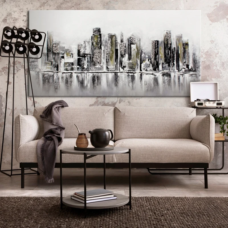 Handgemalte acrylbilder auf leinwand "Megapolis"