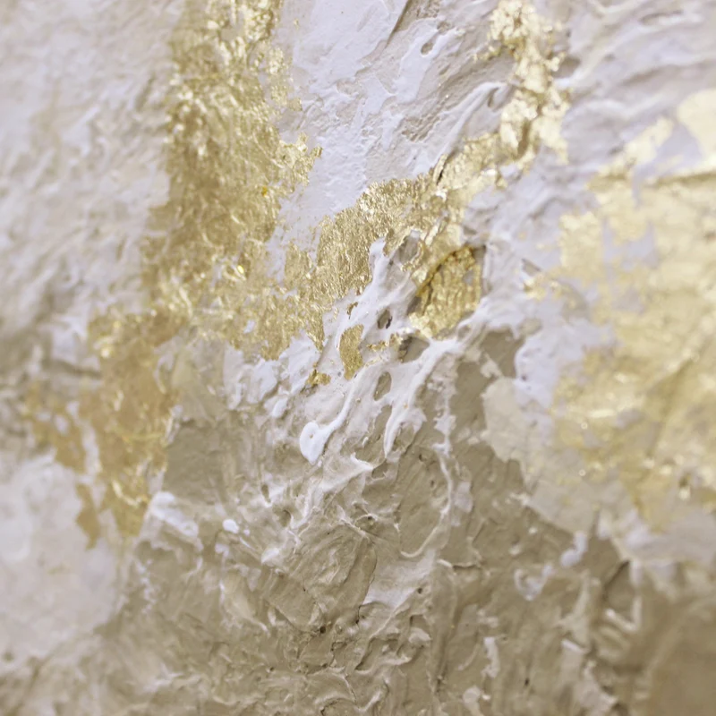 Acrylbilder abstrakt modern, handgemalte leinwandbilder mit Rahmen "Glänzendes Gold"