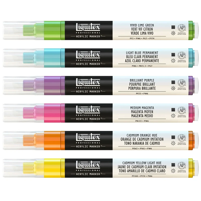 Liquitex Professional - Markers Set - 6x2mm Fine Nib - Vibrant Colours