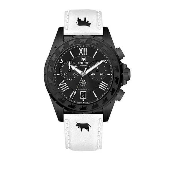 Chronograph Uni Schwarz Weiss 46mm