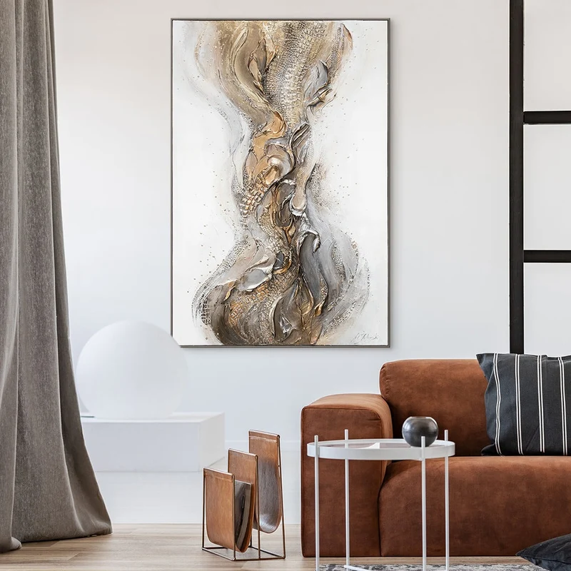 Handgemalte bilder auf leinwand für wohnzimmer "Anmut"