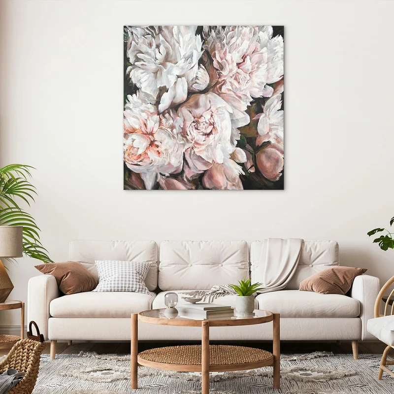 Blumenbilder acryl auf leinwand "Pfingstrosen Strauß"