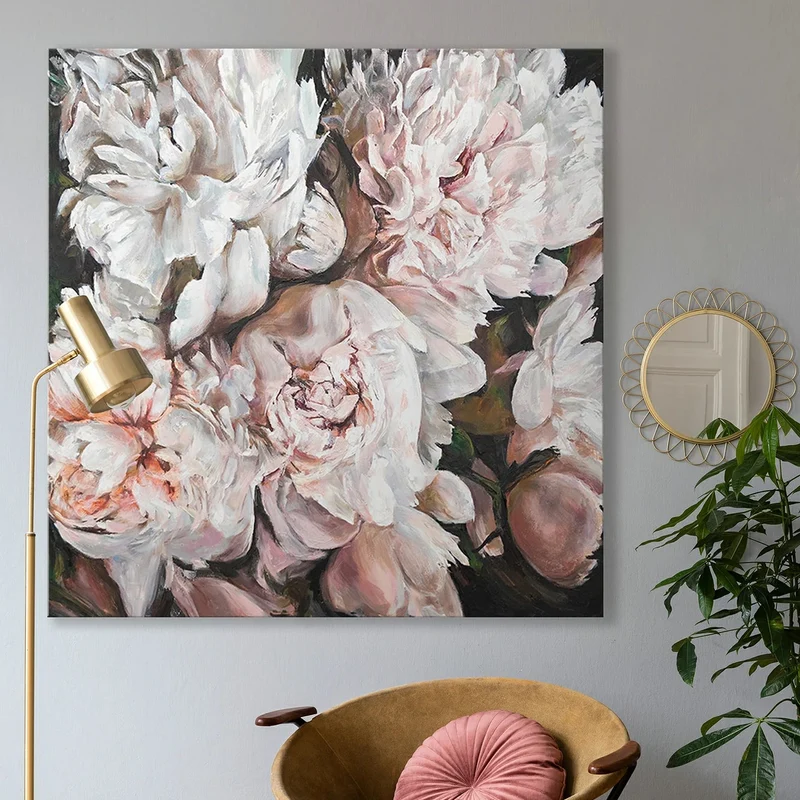 Blumenbilder acryl auf leinwand "Pfingstrosen Strauß"