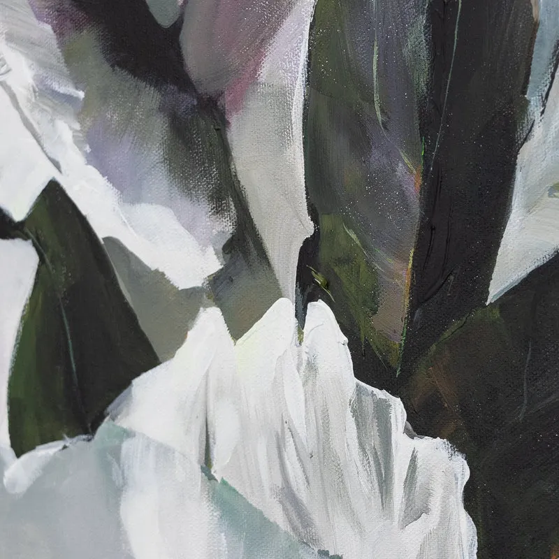 Blumenbilder malen auf leinwand acryl "Schnee Lotus" 100x100cm