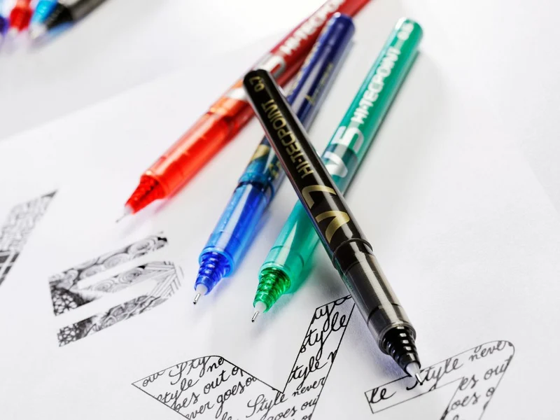 Pilot Hi-Tecpoint V7 - Liquid Ink Rollerball pen - Black - Medium Tip - 5 Pack