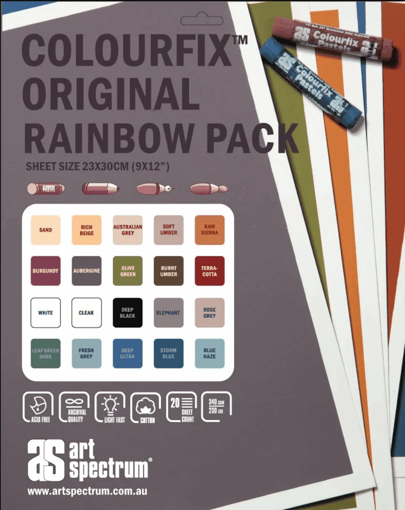 Colourfix Pastel Paper Original Rainbow Pack 20 Sheets