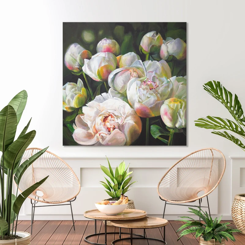 Gemälde blumen, bunte abstrakte bilder "Wohlstand" 100x100cm