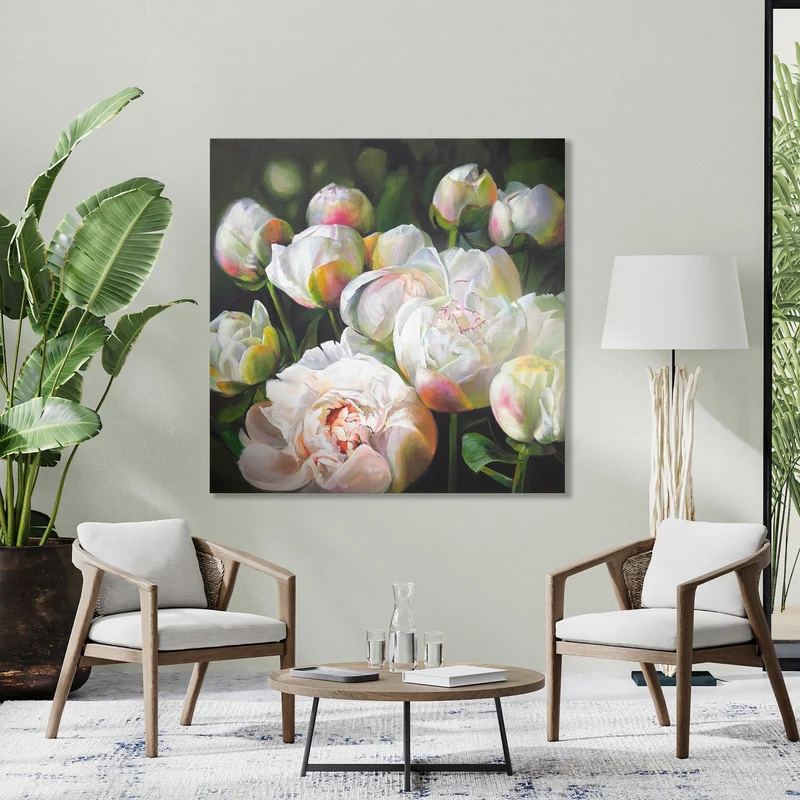 Gemälde blumen, bunte abstrakte bilder "Wohlstand" 100x100cm