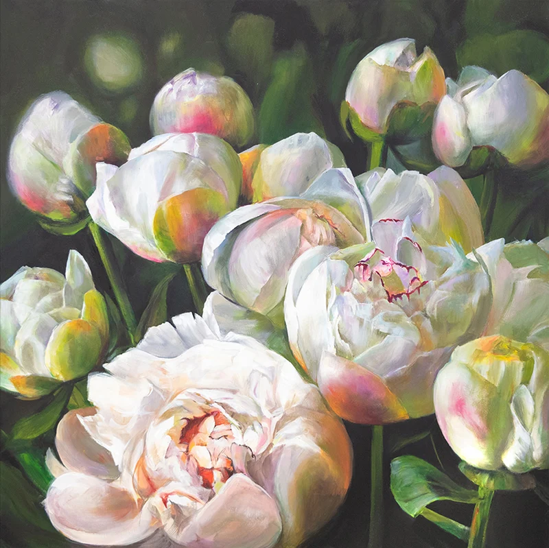 Gemälde blumen, bunte abstrakte bilder "Wohlstand" 100x100cm