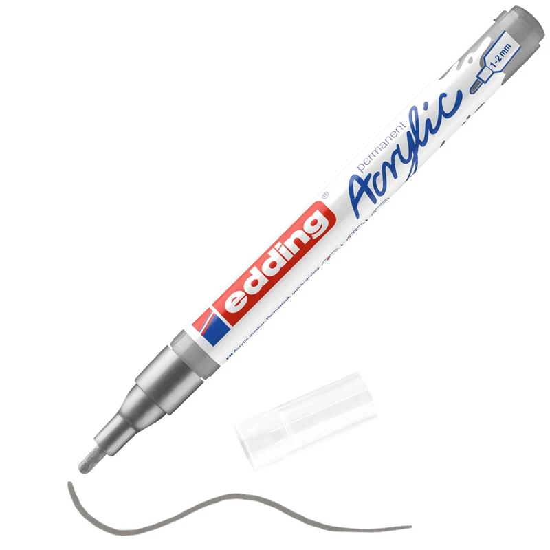 edding 5300 Acrylmarker silber – 1-2 mm, seidenmatt