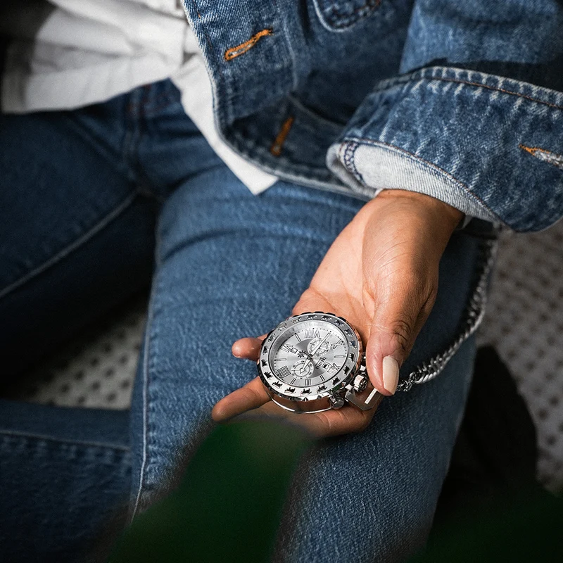 Taschenuhr Chrono Stahl 52mm