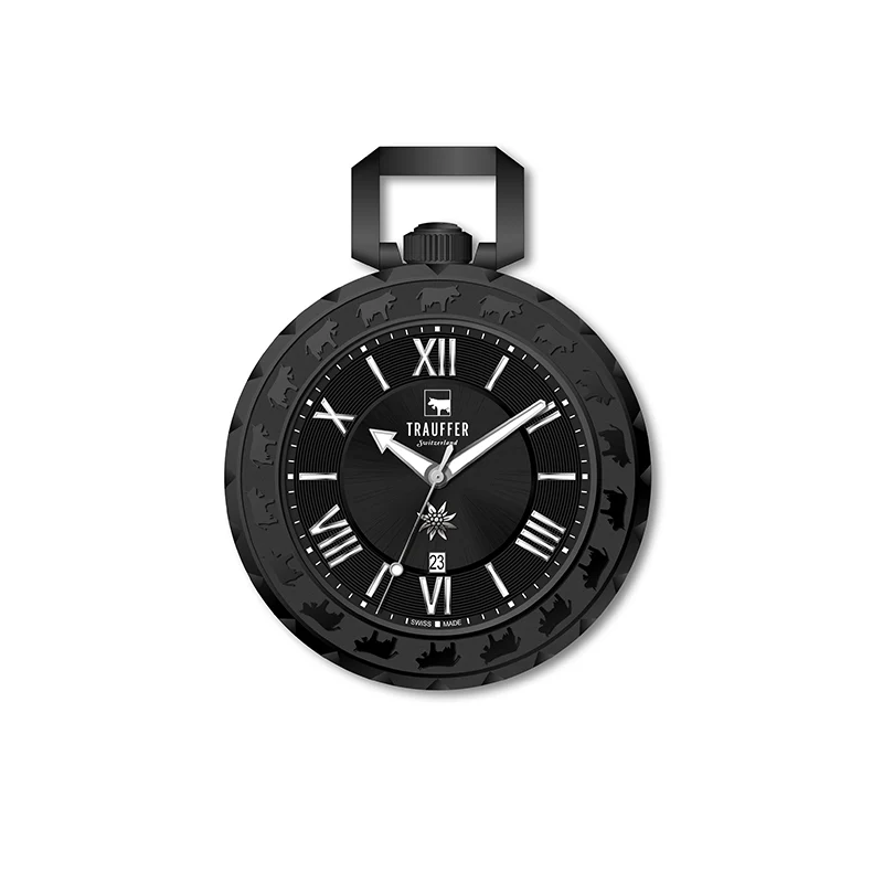 Taschenuhr 3 Zeiger Schwarz 52mm