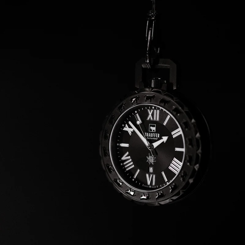 Taschenuhr 3 Zeiger Schwarz 52mm