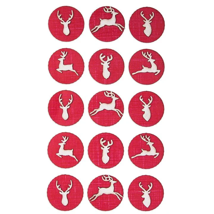 Set of 15 Cardboard Christmas Stickers