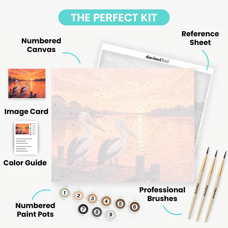 Mandurah Pelicans at Sunset - Paint by Numbers Kit