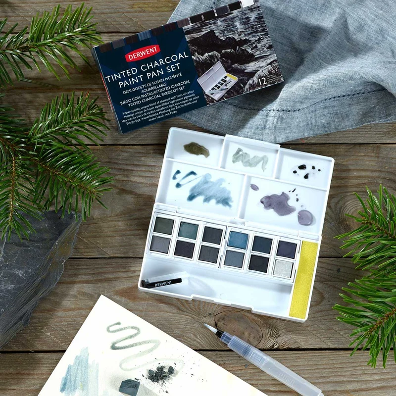Derwent - Tinted Charcoal 12x Pan Palette Studio Set