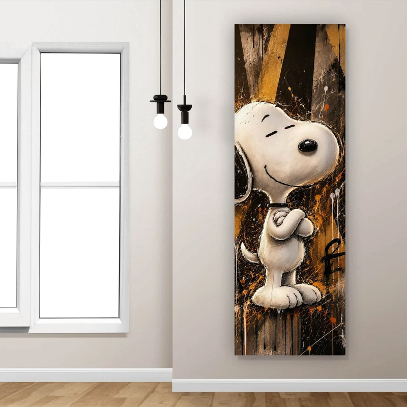 Aluminiumbild Modern Art Cartoon Hund im Street Art Stil Panorama Hoch