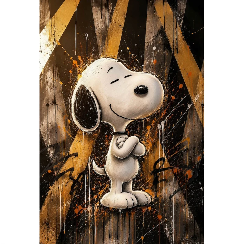 Acrylglasbild Modern Art Cartoon Hund im Street Art Stil Hochformat