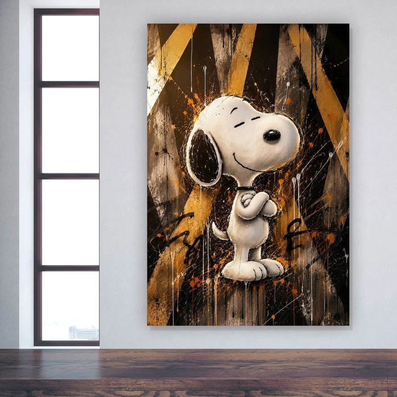 Aluminiumbild Modern Art Cartoon Hund im Street Art Stil Hochformat