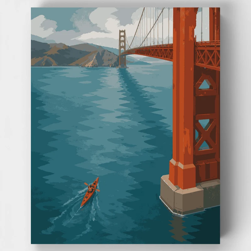 Lone Kayak, Golden Gate - Paint by Numbers Kit