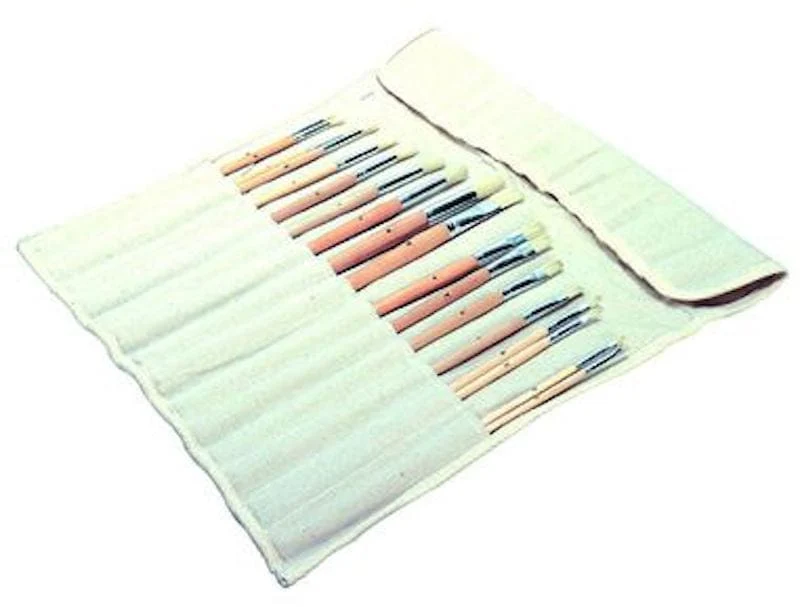 Art Basics Bristle Brush Set of 18 with Canvas Holder