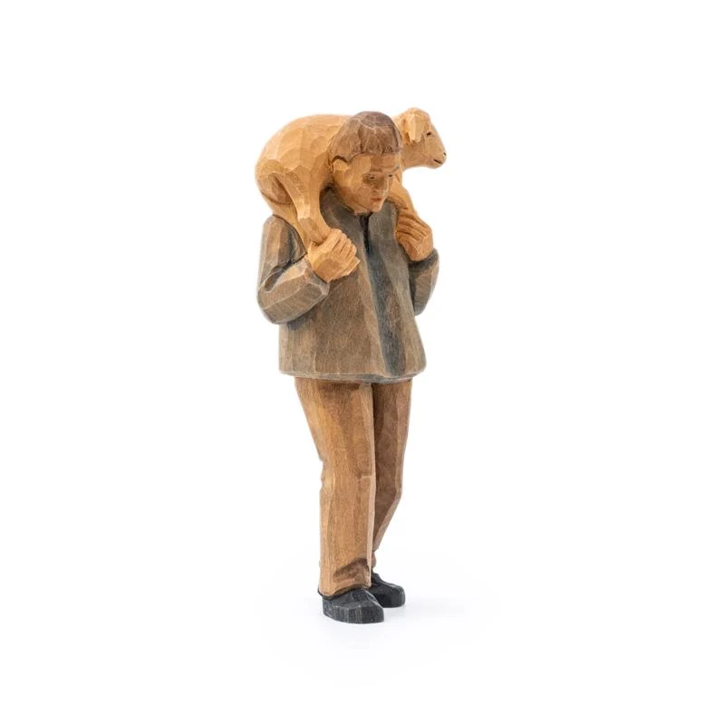 Hirt mit Schaf auf Schulter