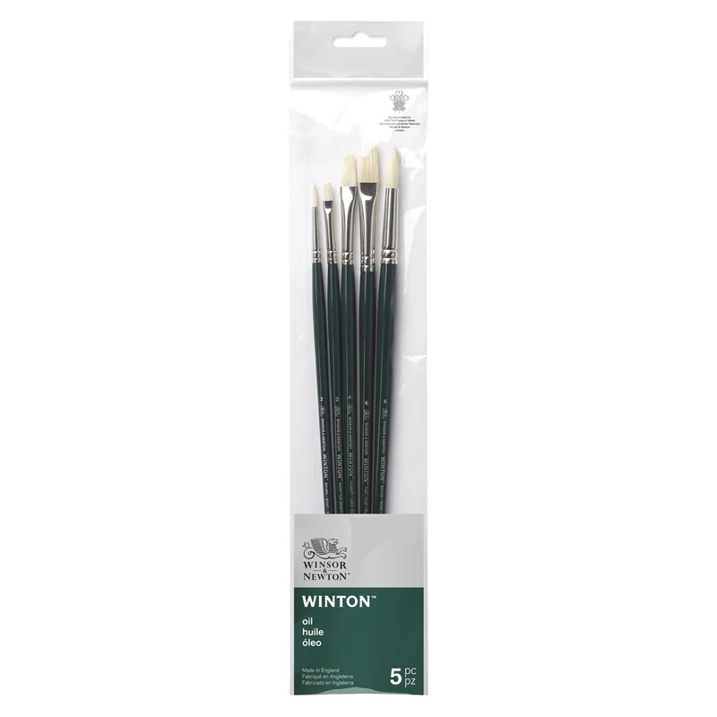 Winsor & Newton - Winton - Long Handle Hog Oil Set No1 5x Brushes