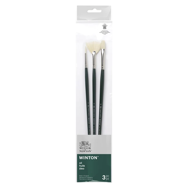 Winsor & Newton - Winton - Long Handle Hog Oil Set No3 3x Brushes