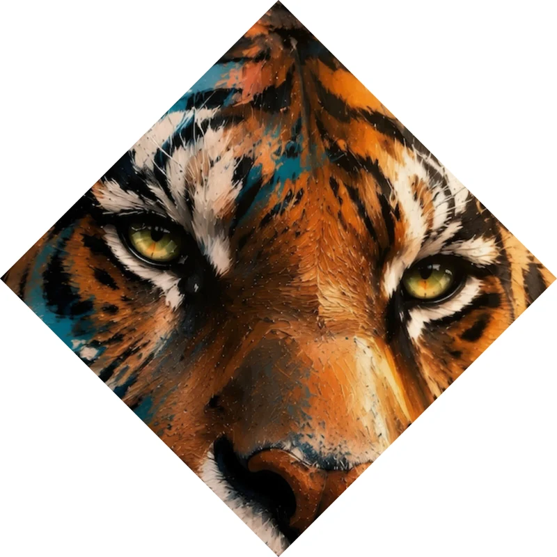 Acrylglasbild Modern Art Tiger im Street Art Stil Raute
