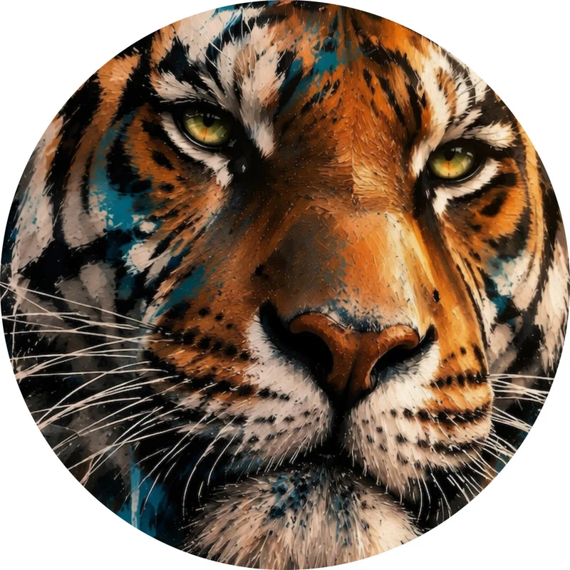 Aluminiumbild Modern Art Tiger im Street Art Stil Kreis