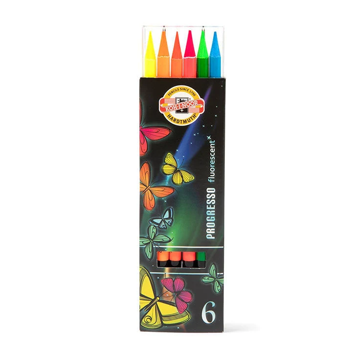 KOH-I-NOOR PROGRESSO Fluorescent Colored Pencils Set of 6