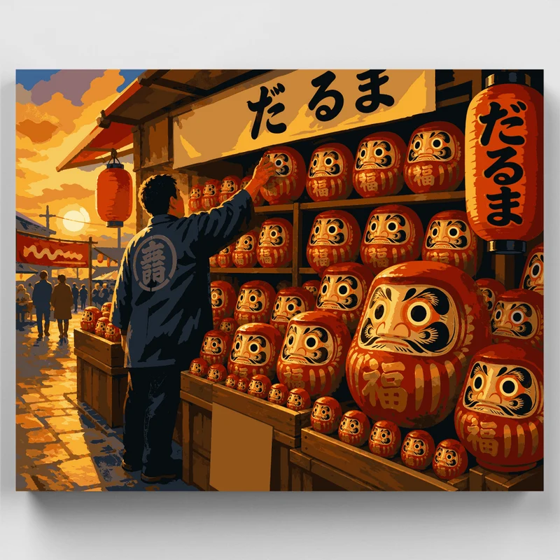 Daruma Doll Vendor - Paint by Numbers Kit