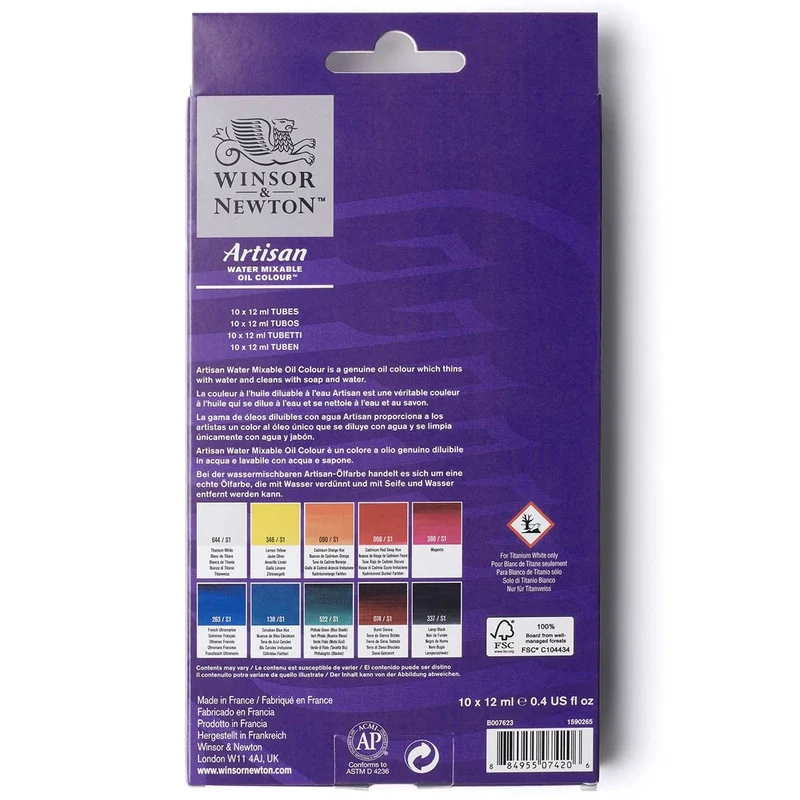 Winsor and Newton - Artisan Oil Colour Watermixable - 10 x 12ml Tube Set
